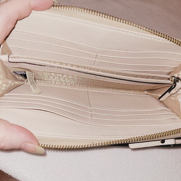 Kate Spade white leather fold over zipper wallet wristlet - Picture 8 of 9